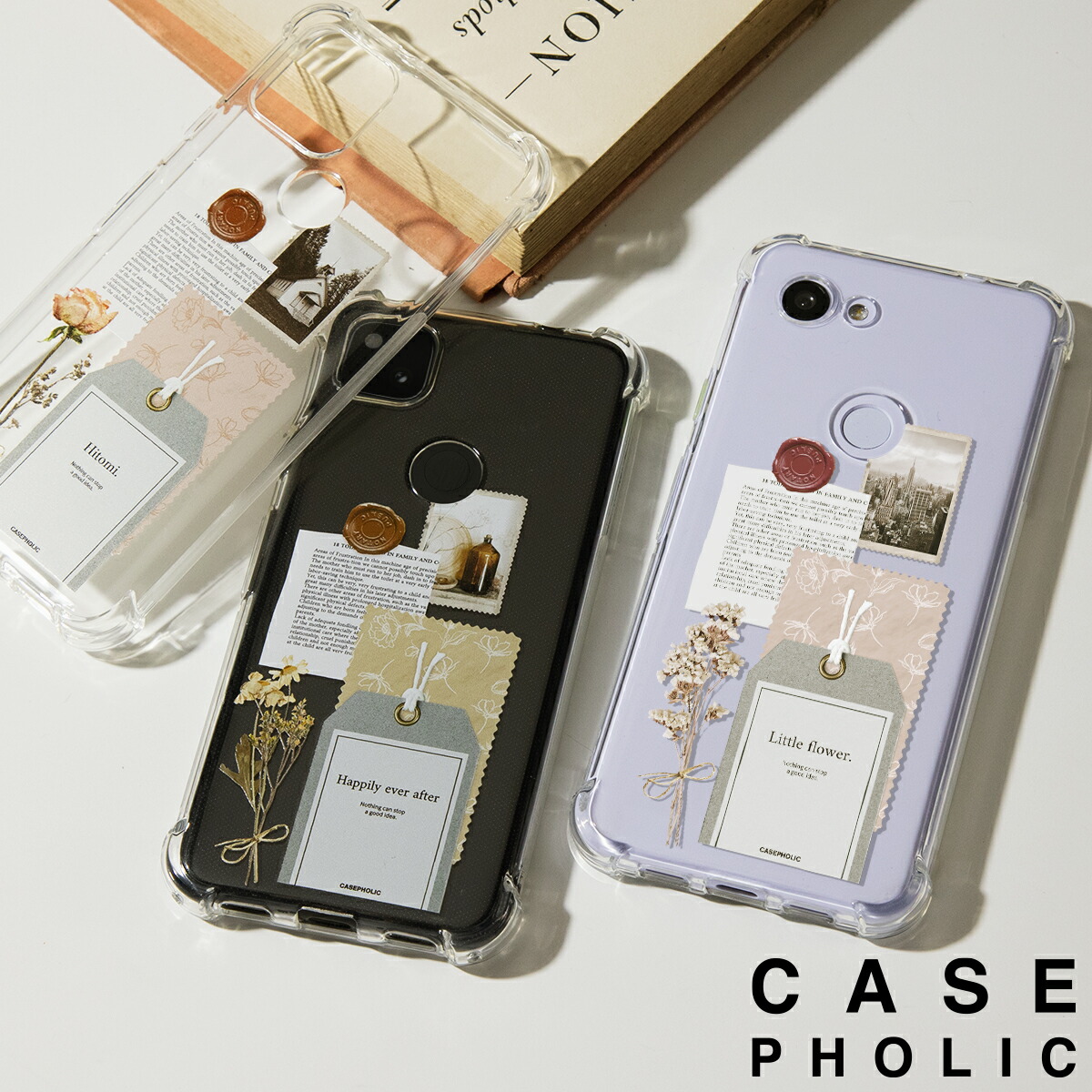 楽天市場 Google Pixel 4a ケース Google Pixel 5 Pixel3 Pixel3a グーグル スマホケース 韓国 ステッカー Casepholic スマホ ケース カバー かわいい おしゃれ 人気 花 ドライ フラワー スクラップ コラージュ 写真 名入れ Tpuケース 衝撃吸収 耐衝撃 デザイン ギフト