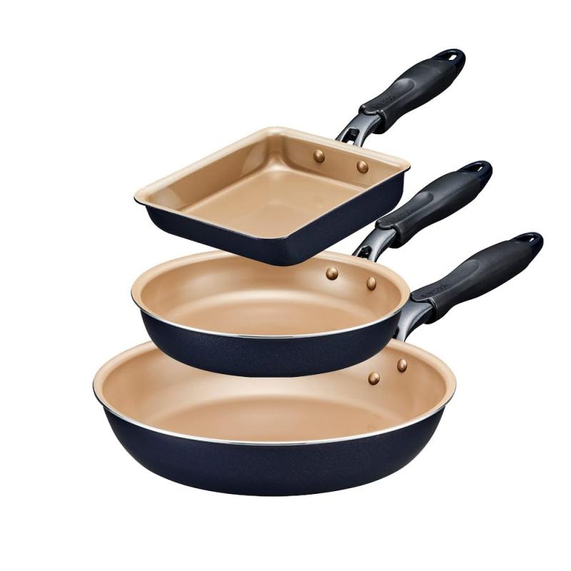 エバークック フライパンセット 3点セット(フライパン 20cm 26cm 卵焼き) ガス火専用 軽量 【500日】こげつきにくいフライパン PFOA PFOS フリー ネイビー ドウシシャ