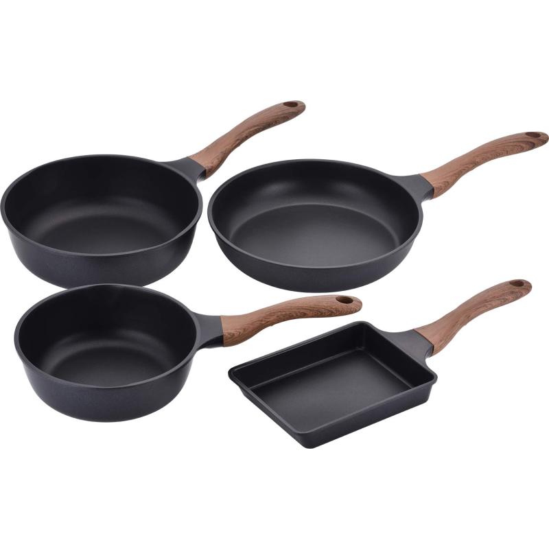 和平フレイズ フライパンセット 玉子焼き&深型フライパン20・24cm&フライパン26cm IH対応 ブラック 木目調ハンドル エヌトーン MB-1227 16,038円