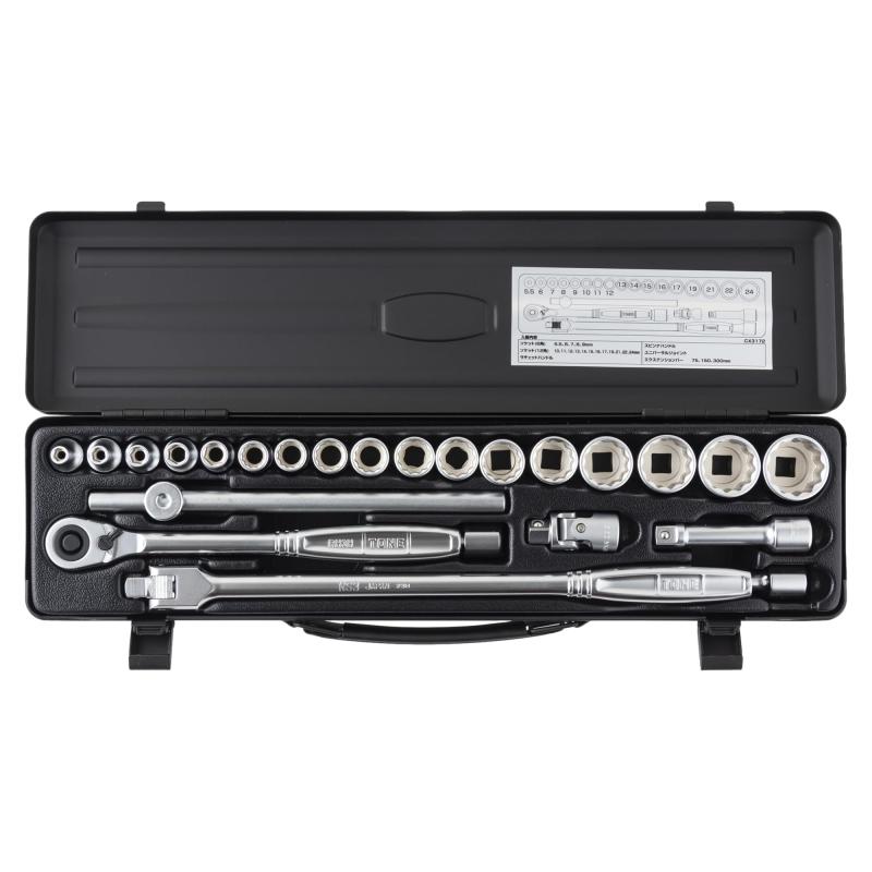 トネ(TONE) ソケットレンチセット CX3172BK 差込角9.5mm(3/8\u0026quot;) ブラック 内容24点