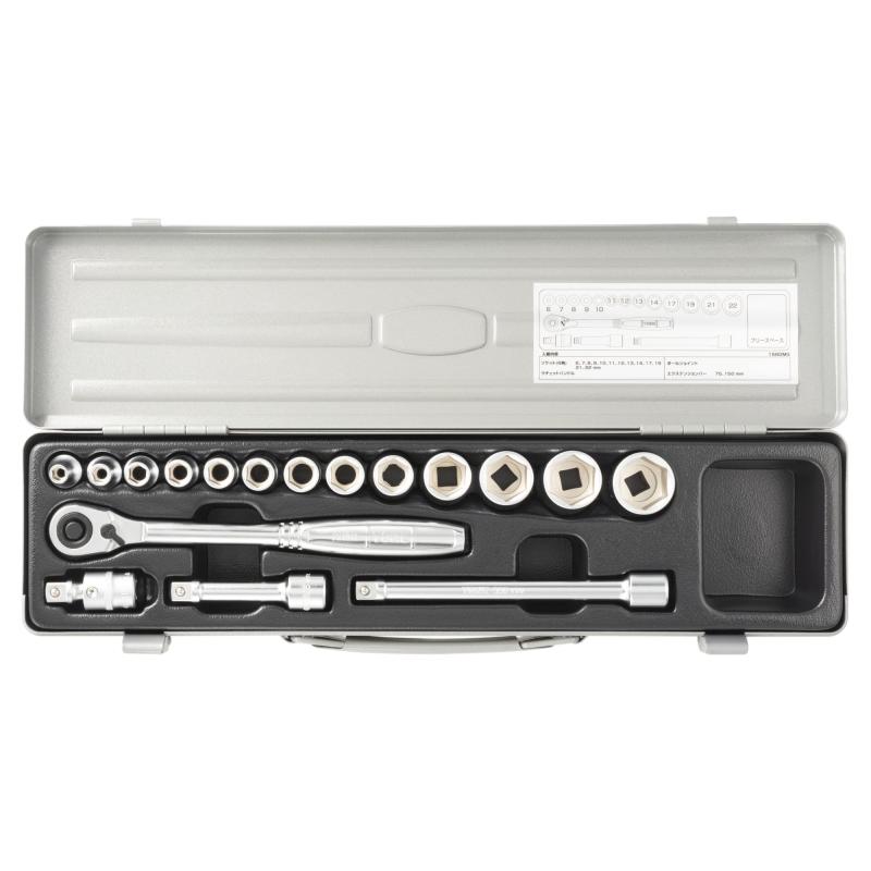 トネ(TONE) ソケットレンチセット 1560MS 差込角9.5mm(3/8") シルバー 内容17点｜ぴっぴストア　店
