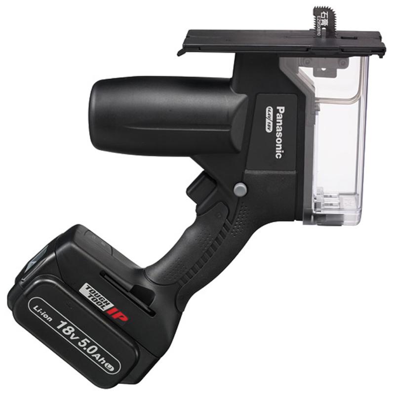 パナソニック(Panasonic) 充電角穴カッター 18V 5.0Ah電池パック×2個/充電器/ケース付 デュアル (14.4V/18V対応) IP5X 木工15mm・石膏30mm切断 EZ45A3LJ2G-B ブラック