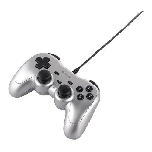 iBUFFALO USBゲームパッド 12ボタン 振動機能付 シルバー BSGP1204SV