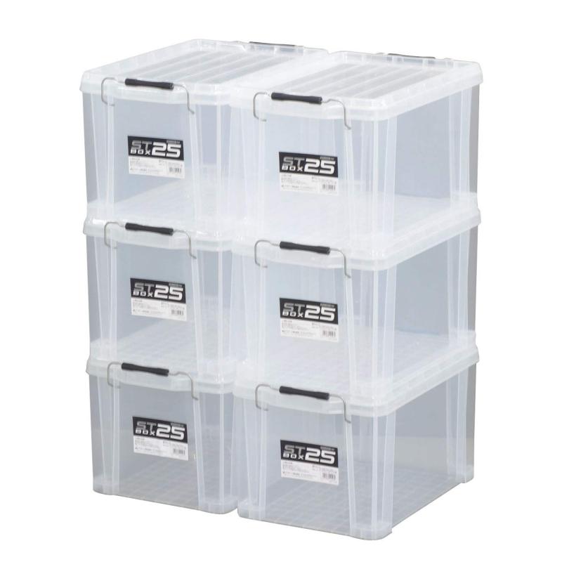 JEJアステージ 収納ボックス 日本製 コンテナ STボックス #25 クリア [奥行44×高さ26×幅29.5cm] 6個セット