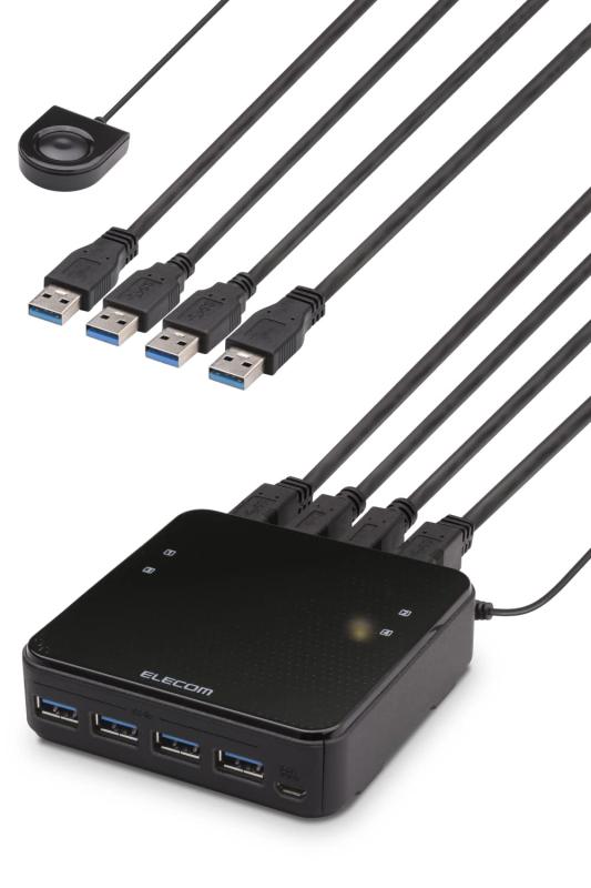 エレコム USB切替器 PC→4ポート USB3.0→4ポート 手元スイッチ ブラック U3SW-T4|ぴっぴストア 店