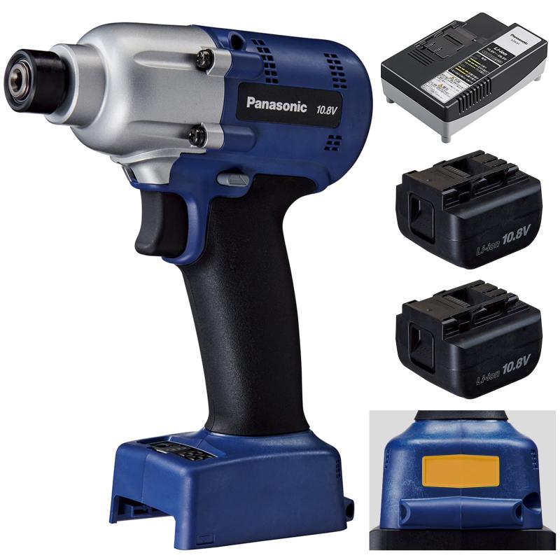 パナソニック(Panasonic) 充電インパクトドライバー 10.8V 3.0Ah電池パック×2個セット 産業用 Sシリーズ ボルト締付 最大締付トルク約80N 6段階締付機能 M6/M8対応 小型 軽量 高耐久仕様 EYSLA2NS
