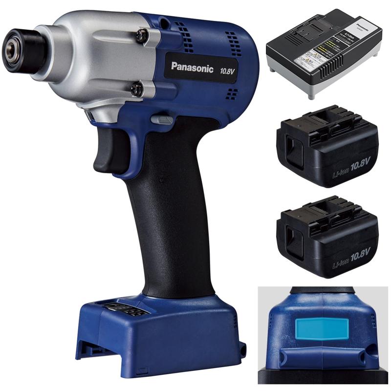 パナソニック(Panasonic) 充電インパクトドライバー 10.8V 3.0Ah電池パック×2個セット 産業用 Sシリーズ ボルト締付 最大締付トルク約35N 6段階締付機能 M5/M6/M8対応 小型 軽量 高耐久仕様 EYSLA1NS