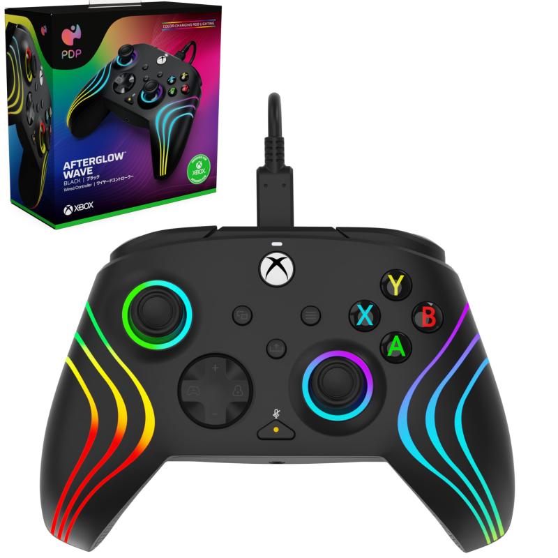 【Xbox公認】PDP by TURTLE BEACH アフターグローウェイブ LED 有線 コントローラー Xbox Series X|S and PC - Black