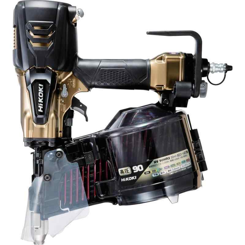 HiKOKI(ハイコーキ) 高圧ロール釘打機 パワー切替機構・エアダスタ付 NV90HR2 針金90mm シート50mm ハイゴールド ケース付 NV90HR2(S)