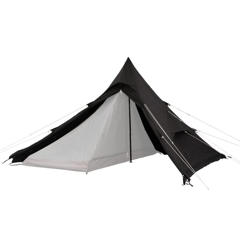 DOD(ディーオーディー) ワンポールテントRX(M) TC【1~4人用】 スカート付き TCフライ T3-949-BK ブラック (約)W300&times;D300&times;H210cm｜ぴっぴストア　店