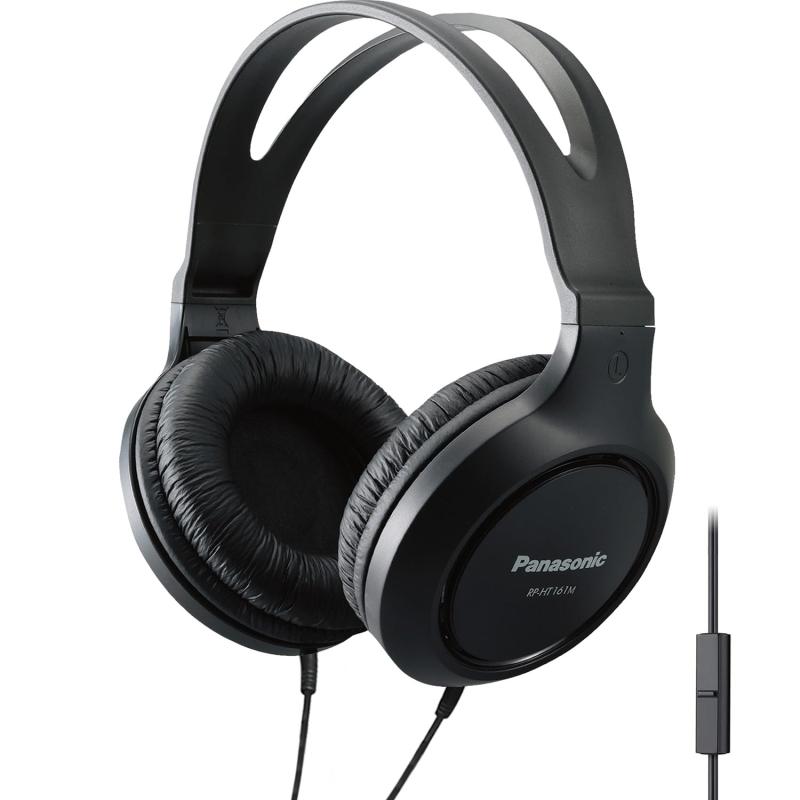 パナソニック 軽量 オーバーイヤー有線ヘッドフォン マイク/サウンド/XBS付き 重低音用 ロングコード 3.5mmジャック 携帯電話/ノートパソコン用 - RP-HT161M (ブラック)｜ぴっぴストア　店