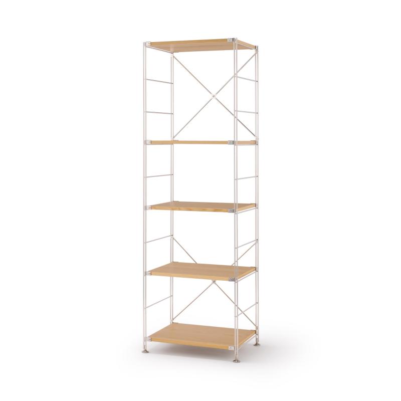 無印良品 ステンレスユニットシェルフ オーク材棚セット 大 幅58×奥行41×高さ175.5cm 583267018 ウォールシェルフ 棚 本棚|ぴっぴストア 店