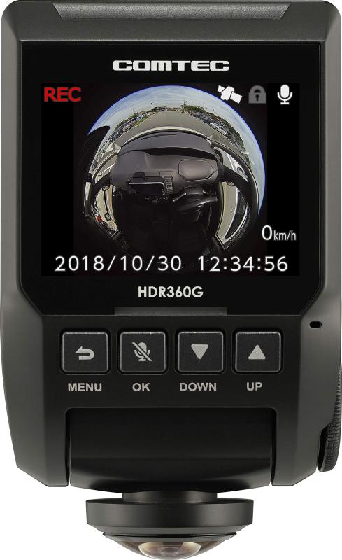 コムテック 360度全方向対応ドライブレコーダー HDR360G 340万画素 ノイズ対応 夜間画像補正 LED信号対応 専用microSD(16GB)付Gセンサー GPS 12/24V対応 日本製 駐車監視機能付 補償サービス2万