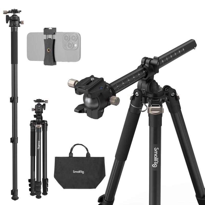 SmallRig CT200 俯瞰三脚 写真機用三脚 録画媒体三脚 185糎 最大限度掛け目10kg 俯瞰映画化 4段 生き胆式 納める容れもの付き添い人 アルカスイス式クイックリリースプレート相応う ウェイトバッグ属する 一眼一眼レフ写真機/