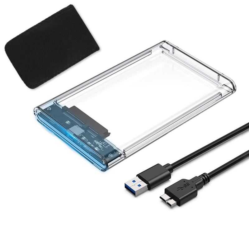 USB 3.0 2.5 inch HDD/SSD case USB 3.0 connection SATA III external hard disk 5 Gbps high speed data transfer UASP compatible transparent series portable SSD drive case SATA USB converter box screws & tools
