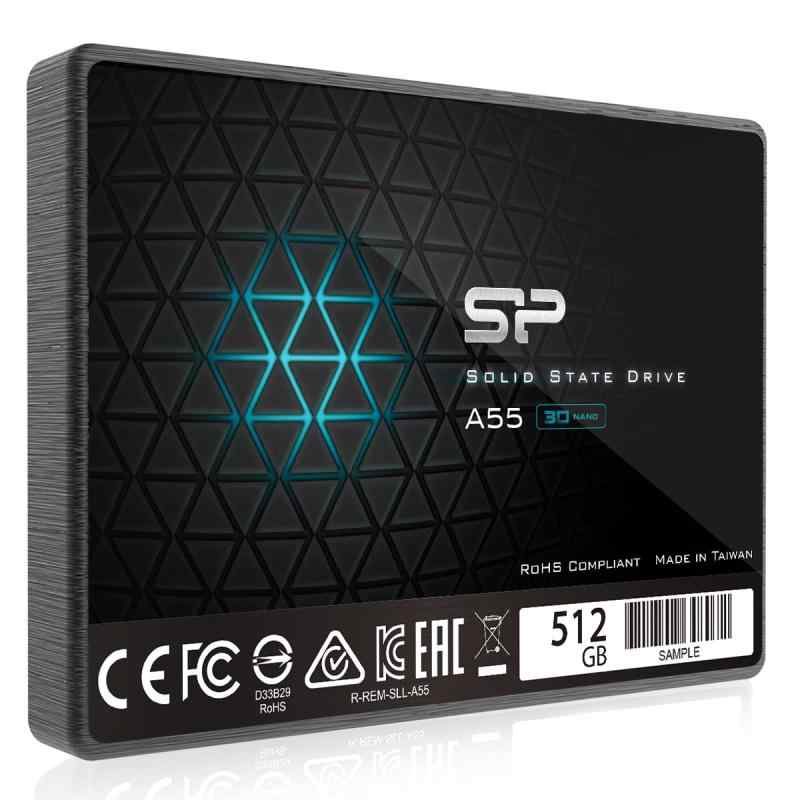 シリコン電源512GB SSD 3D NAND A55 SLCキャッシュパフォーマンスブーストSATA III 2.5インチ7mm（0.28インチ）内蔵ソリッドステートドライブ（SP512GBSS3A55S25）｜ぴっぴストア　店