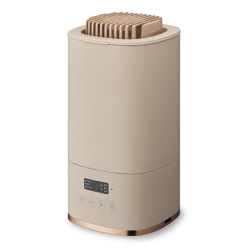 【寝室・リビング兼用加湿器】ドウシシャ 加湿器 スチーム式 容量3L 木造7畳 プレハブ11畳 加湿量400ml/h 加湿切替3段階 連続加湿時間7時間 カンタン給水 オート運転 Korobaan 400S ベージュ|ぴっぴストア 店