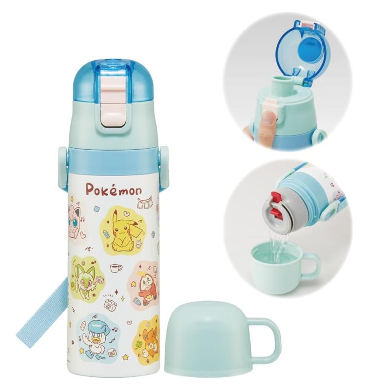 スケーター(Skater) 水筒 子供用 2WAY 直飲み 470ml コップ飲み 430ml ポケモン Ｊｏｙｆｕｌ 男の子 女の子 ステンレス 保温保冷 軽量 waterbottle スポーツボトル キッズ こども 水瓶 SKDC4-A