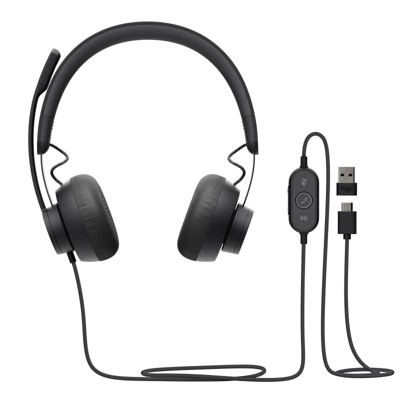 ロジクール 有線 USB ヘッドセット ノイズキャンセリング マイク付き Zone Wired ZONEWUC Zoom Skype 対応 USB USB-C Mac PC パソコン ヘッドフォン ヘッドホン 2年間 ブラック｜ぴっぴストア　店
