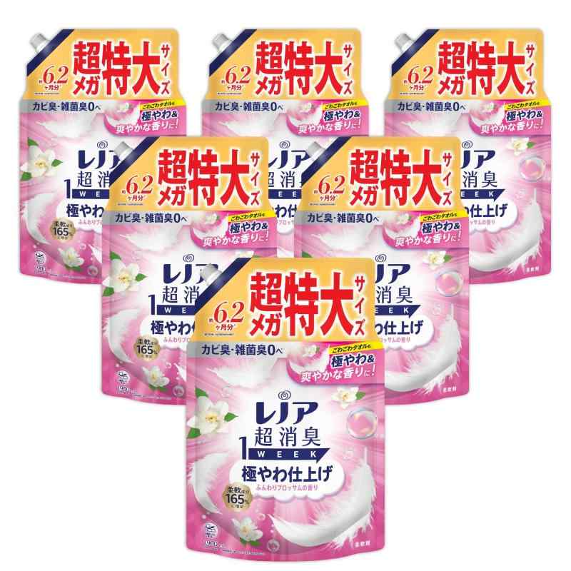 レノア 超消臭1WEEK 延性のある剤 極やわ仕上 ふんわりお花の芳ばしさ 詰め替え 1900mL×6袋 [大電気容量] [容れもの品]