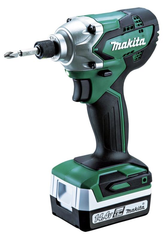 マキタ インパクトドライバMTD001(ともし火型14.4Vバッテリ当てはめる) 1.5Ahバッテリ2本・申し受ける器付容れもの付 MTD001DSX