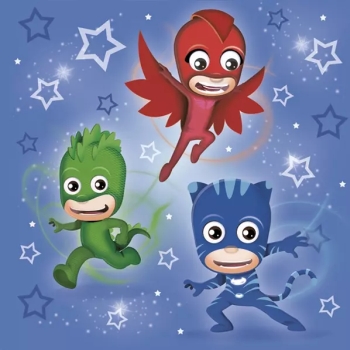 Maki Pol-Mak 素敵な 可愛い ペーパーナプキン デコパージュ　お子様におすすめ☆3人のキッズ スーパーヒーロー☆（Three Pyjamas Kids）（1枚/バラ売り）画像