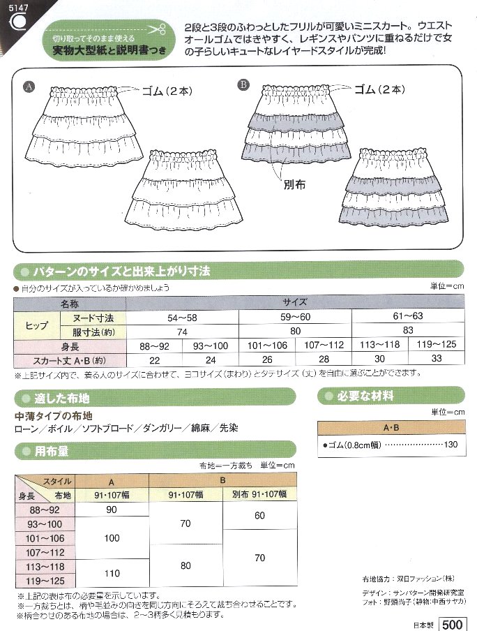 パターン 型紙 こども 簡単 トップス フリルミニスカート ズボン ベビー服 スカート シャツ 子供服 作り方 実物大 実寸大 レシピ