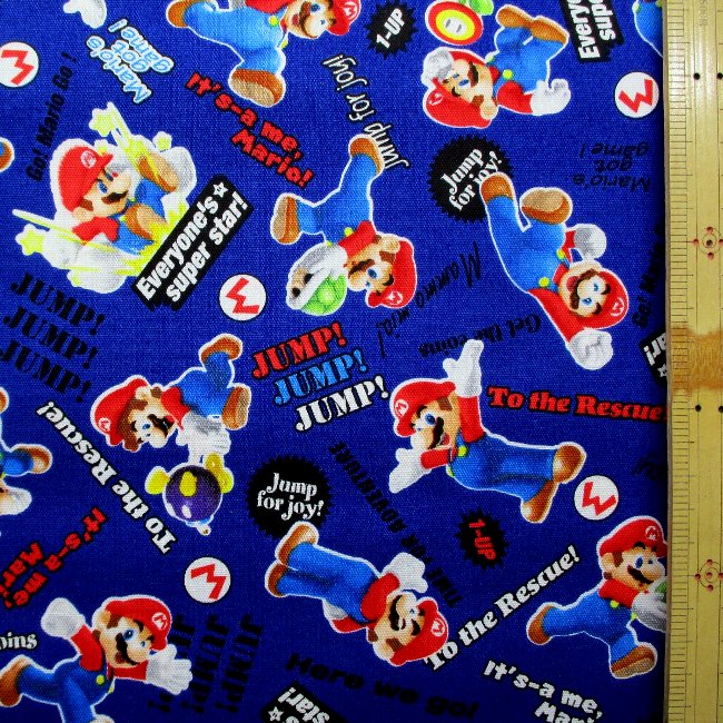 楽天市場 キャラクター 生地 スーパーマリオ 紺 柄番号２０ 18 19 マリオ まりお 手芸のピロル