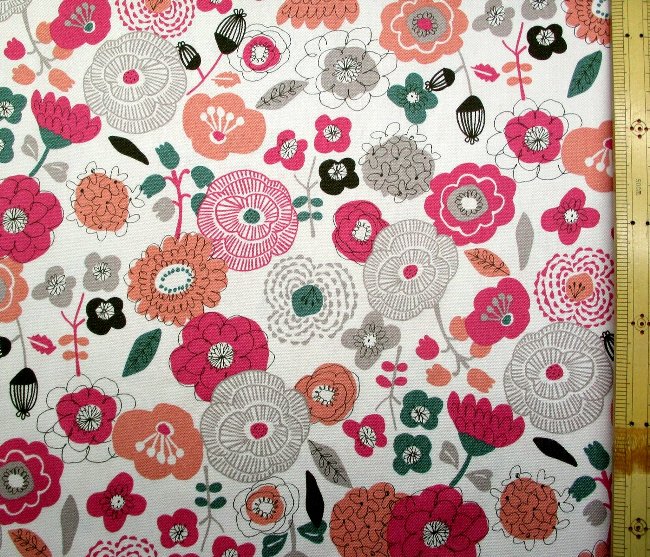 楽天市場】プリント生地 布 北欧風 フラワー ガーデン