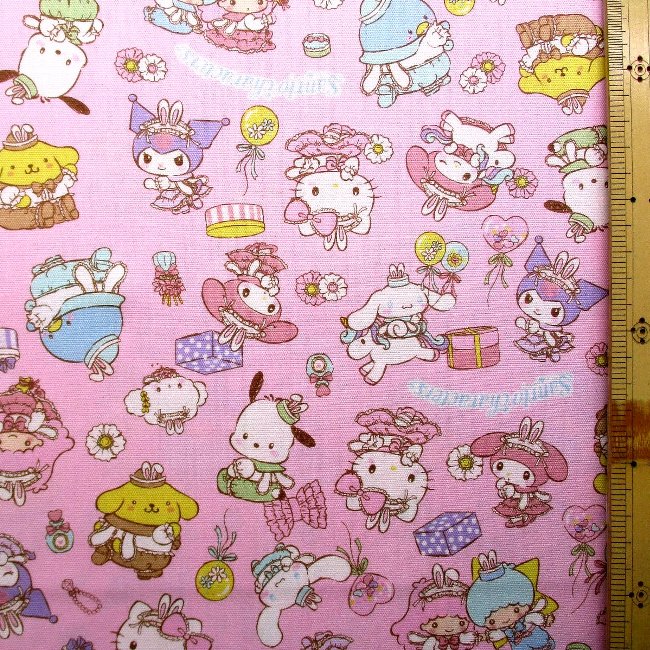 サンリオ キティ 生地 キャラクター 生地 布 キティ （ ミュージック 赤系 ) 柄番号302