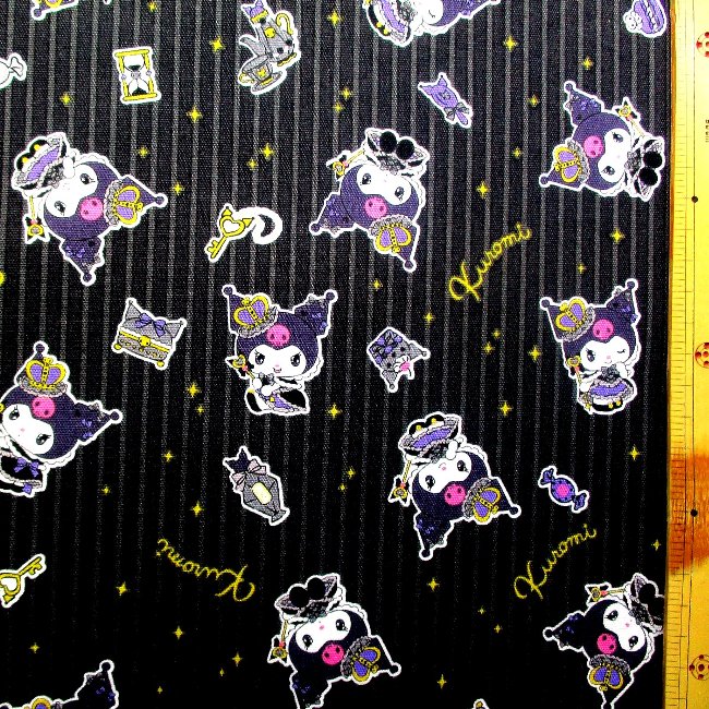 ◇ 巾着袋 （ 材料セット ) レシピ付き クロミ （ マイ メロディ )（ キングダム 黒系 ) 柄番号128（ 2025 ) 【体操服入れ 給食袋 お弁当袋 コップ袋が各1個 （ 合計4個 ) 作れます】 ( マイ メロディ くろみ マイメロ まいめろ サンリオ クロミ 20周年 )画像