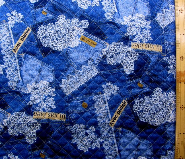 楽天市場】キルティング デニム風ポケット パッチワーク柄(単位50cm