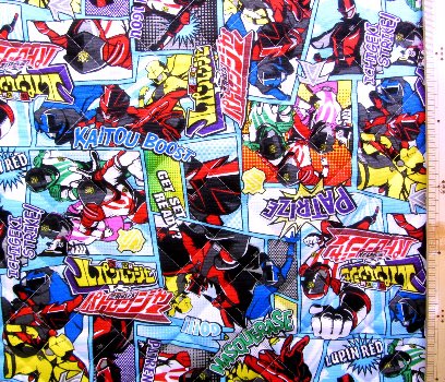 Q- キルティング 生地 布 快盗戦隊ルパンレンジャーVS警察戦隊パトレンジャー （ ブルー ) （ キルト キルティング生地 布 女の子 男の子 入園 入学 ）画像