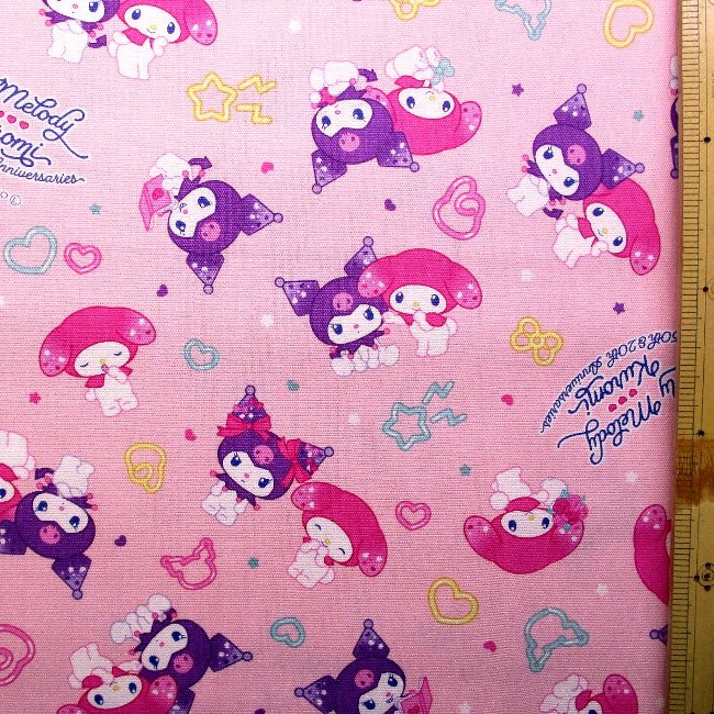 (新品)マイメロディ(クロミちゃん) 生地 キャラクター 生地 布 マイ メロディ 50th ・クロミ 20th