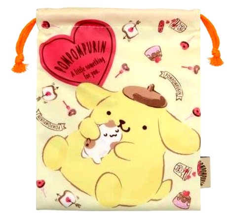 楽天市場】日本製 ポムポムプリン チームプリン マチ付き巾着 総柄