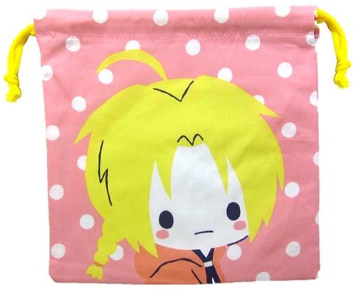 キャラクター 巾着袋 （ きんちゃく袋 ) 鋼の錬金術師 （ 中サイズ ) （ エルリック兄弟 ピンク ) （ 巾着 袋 巾着ポーチ きんちゃく キッズ 子供 小物入れ お弁当袋 手提げ 手さげ 給食 遠足 ) 【メール便 （ ゆうパケット ) OK】画像