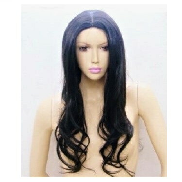 【送料無料】 コスプレ ウィッグ　ロング ウェーブヘアー　(fe-TF  ブラック　黒) ハロウィン　コミケ　舞台　ファッションウイッグ　イベント　撮影会 かつら 仮装