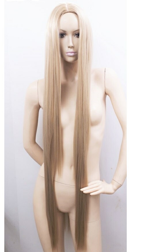 【送料無料】 コスプレ ウィッグ　スーパーロング ストレートヘアー　(fest-120TF シャンパンゴールド・金髪 ウィッグネット付き) 【ディズニー 塔の上のラプンツェル 】【ディズニー アナと雪の女王】風 ハロウィーン コミケ ファッション イベント　撮影会 仮装 かつら画像