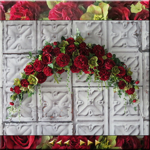 スワッグ イングリッシュローズ クリスマスローズ レッド 造花 誕生日 花 誕生日プレゼント 開業祝い 開店祝い 開院祝い 新築祝い 結婚祝い 結婚記念日 フラワーギフト 母の日 プレゼント インテリア ディスプレイ バラフラワー アレンジ リース 壁掛け 壁飾り Gulbaan Com