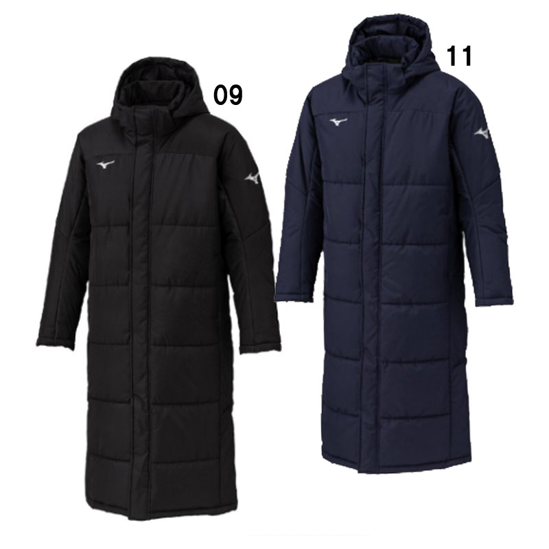 【美品】 MIZUNO ミズノ トレーニング ダウンロングコート 撥水 匿名配送 ミズノ トレーニングウェア ダウンロングコート 中綿 撥水 ブラック M