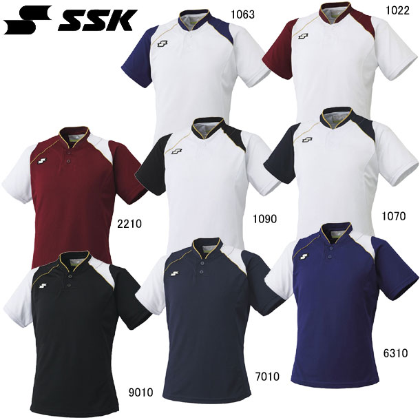 楽天市場 2ボタンベースボールtシャツ Ssk エスエスケイベースボールシャツ Bt2240 65 ピットスポーツ 楽天市場店