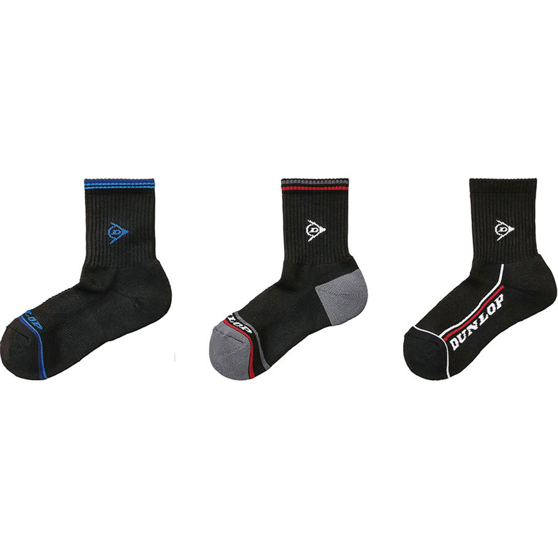 【ロット販売：入り数24】 DUNLOP(ダンロップ) メンズ ソックス ハーフ 3足組 TPO-6134 テニス ソックス (tpo6134-900)