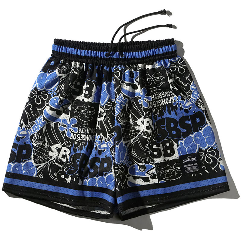 SPALDING スポルディング ジャージーショーツ スポンジ・ボブ グラフィティ バスケットボール プラクティスパンツ (smp25156s-5000)