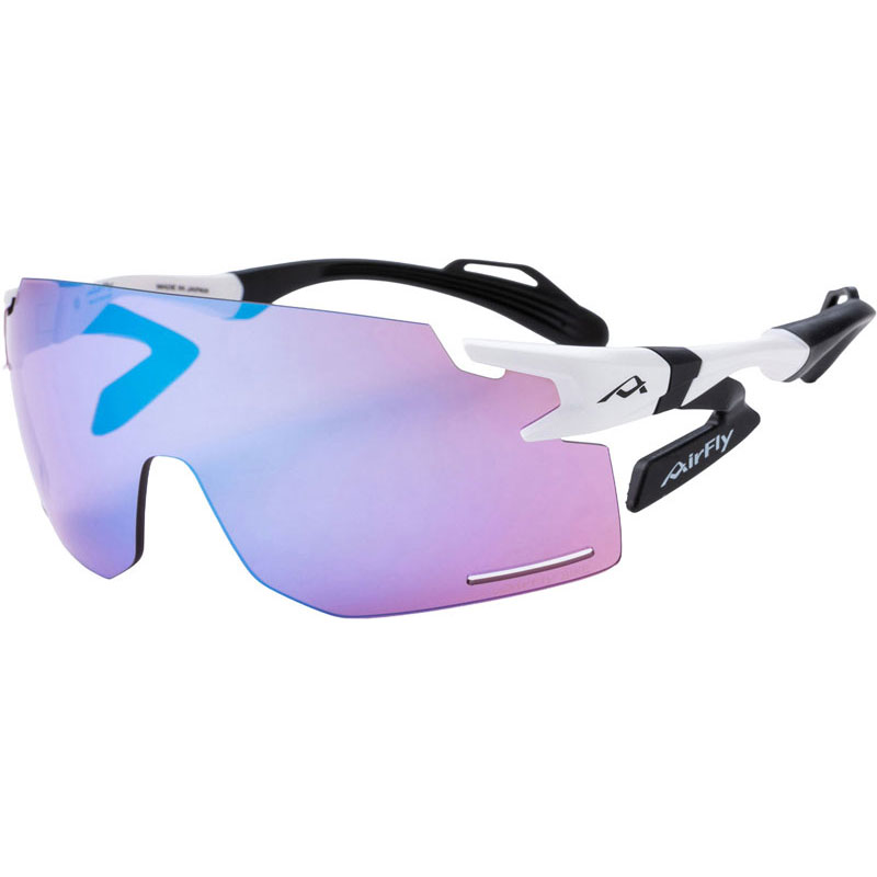 Airfly エアフライ 鼻パッドがないスポーツサングラスAF-301 C-2BKホワイトマット 非調光レンズ装着モデル マルチスポーツ サングラス (af301c2bk)