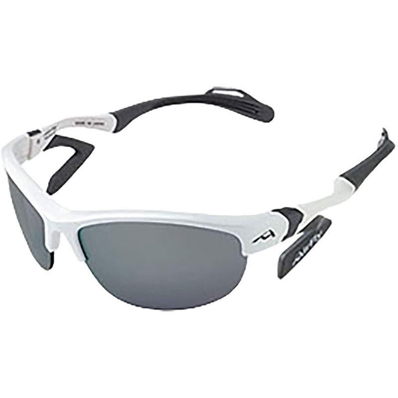 Airfly エアフライ 鼻パッドがないスポーツサングラスAF-304 C-2ホワイト偏光グレーレンズ組込みセット マルチスポーツ サングラス (af304c2p)