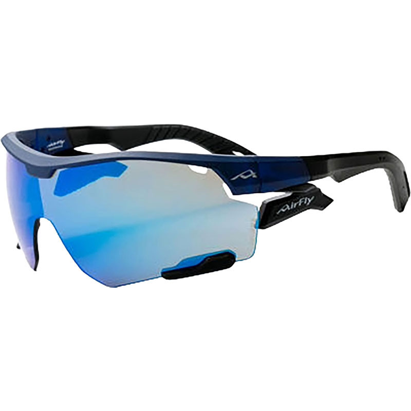 Airfly エアフライ 鼻パッドがないスポーツサングラスAF-30X C-3ブルーマット スポーティシェイプ7カーブブルーミラー レンズ装着 マルチスポーツ サングラス (af30xc3)