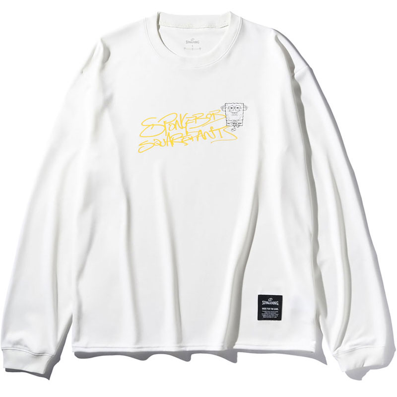 SPALDING スポルディング ロングスリーブTシャツ スポンジ・ボブ グラフィティ バスケットボール 長袖Ｔシャツ (smt25155s-2000)