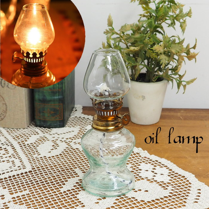 楽天市場】オイルランプ アンティーク 【ガラス卓上オイルランプ