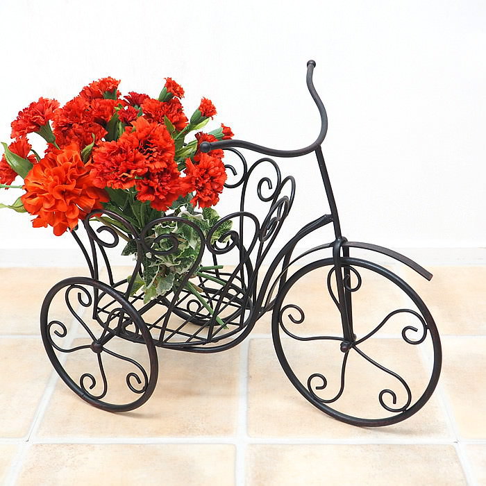 楽天市場】プランタースタンド 自転車 3号鉢 フラワートライシクル