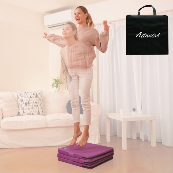 Activital 3WAY トランポリンマット パープル オリジナルキャリーバッグ付き ヨガマット キャンプ 災害 ペットステップ 【代引不可】｜ピーティー
